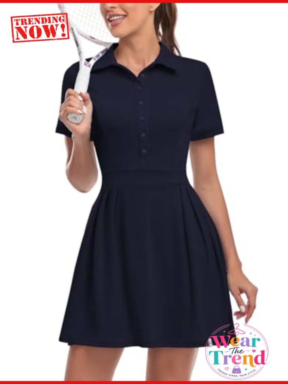 Women Polo Tennis Golf Dress Built in Shorts Pleated Athletic UPF 50
